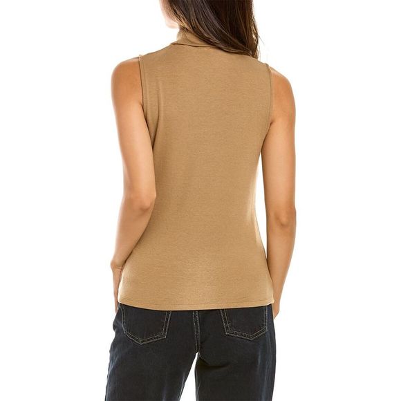 Vince Womens  Turtleneck Wool-Blend Shell, White - Picture 2 of 3